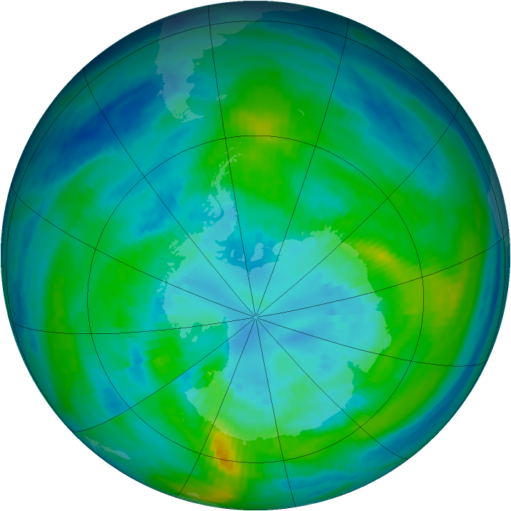 Antarctic ozone map for 05 April 1983